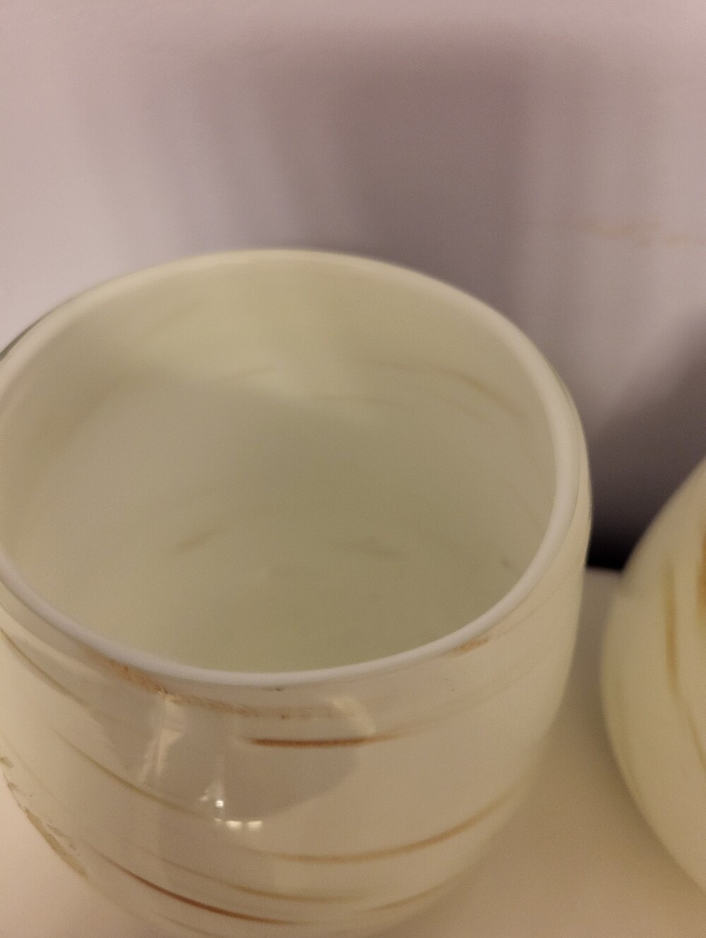 Set of 2 Murano Handblown White Glass Votive Holders with Gold Brushstrokes - Picture 4 of 13